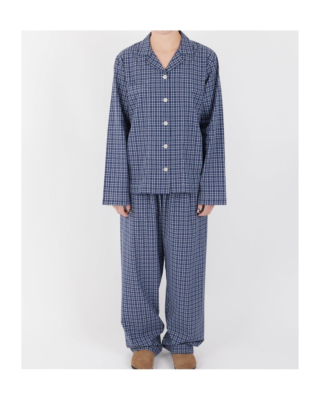 Tekla Blue Plaid Pajama Pants
