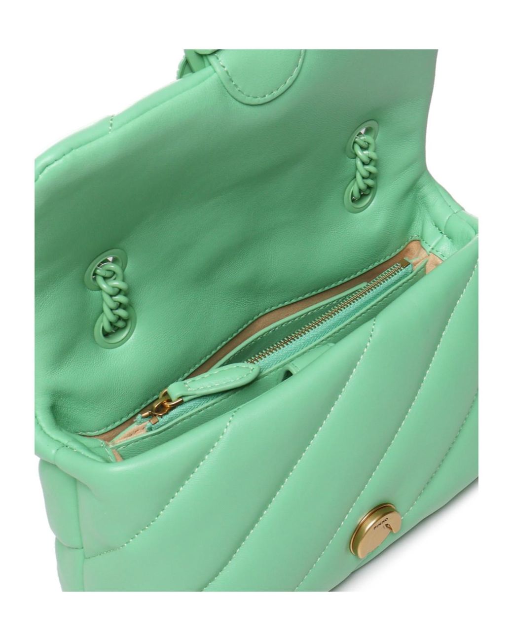 Pinko Green Love Bird Quilted Crossbody Bag