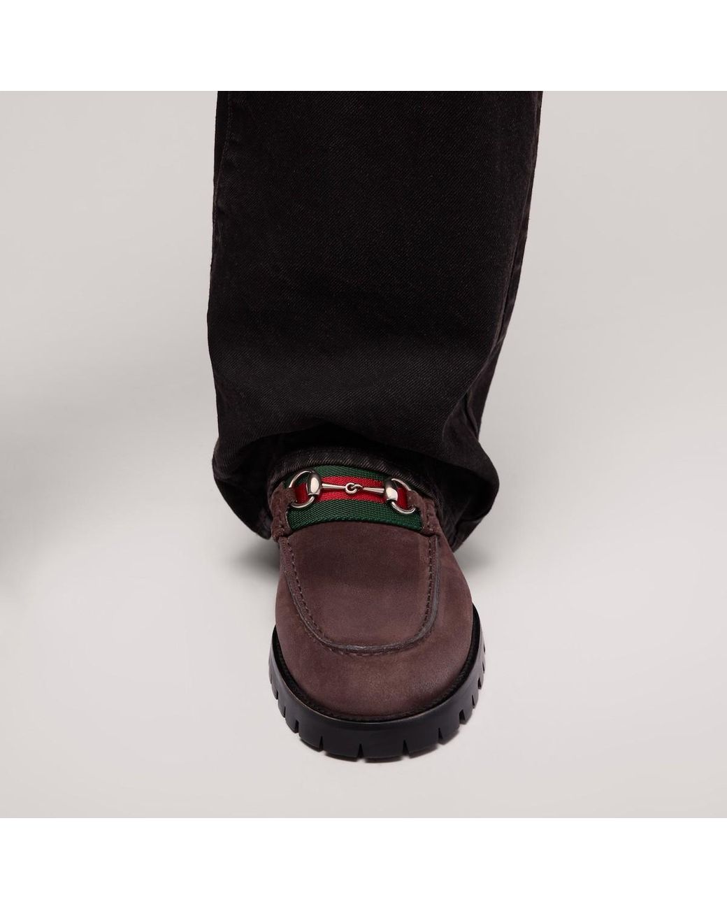 Gucci Brown Horsebit Lug Sole Loafers for men