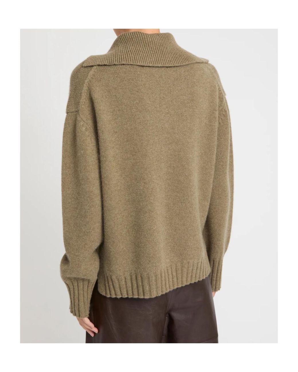 Yves Salomon Green Cashmere Crew-Neck Sweater