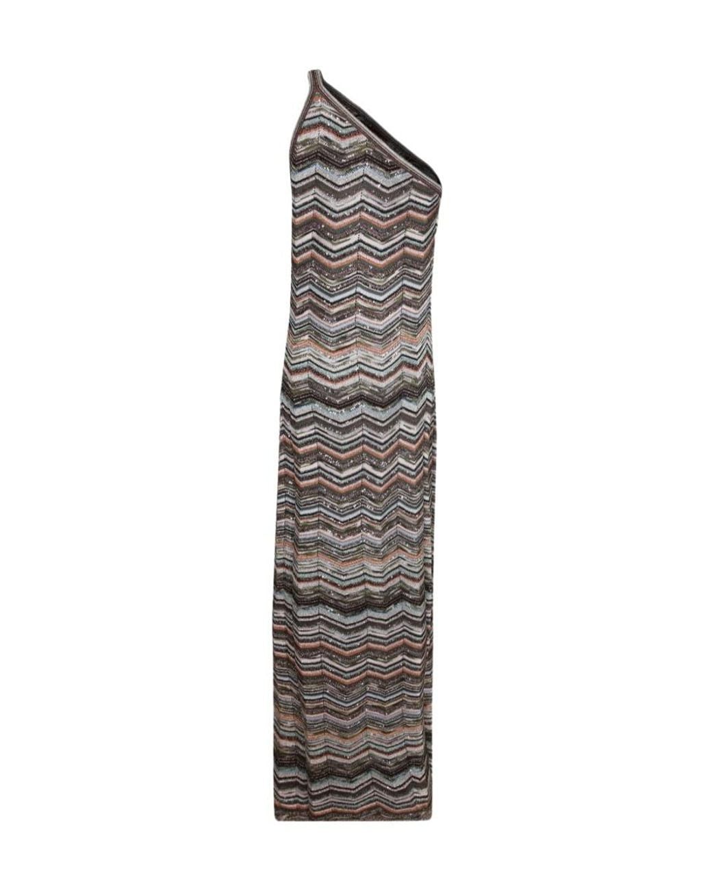 Missoni White Sequin-Embellished Zigzag-Knit Dress