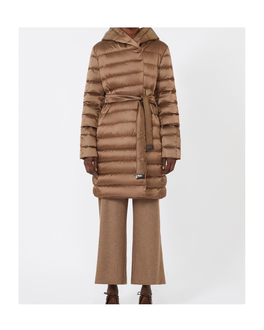 Max Mara Brown The Cube Novef Quilted Down Coat