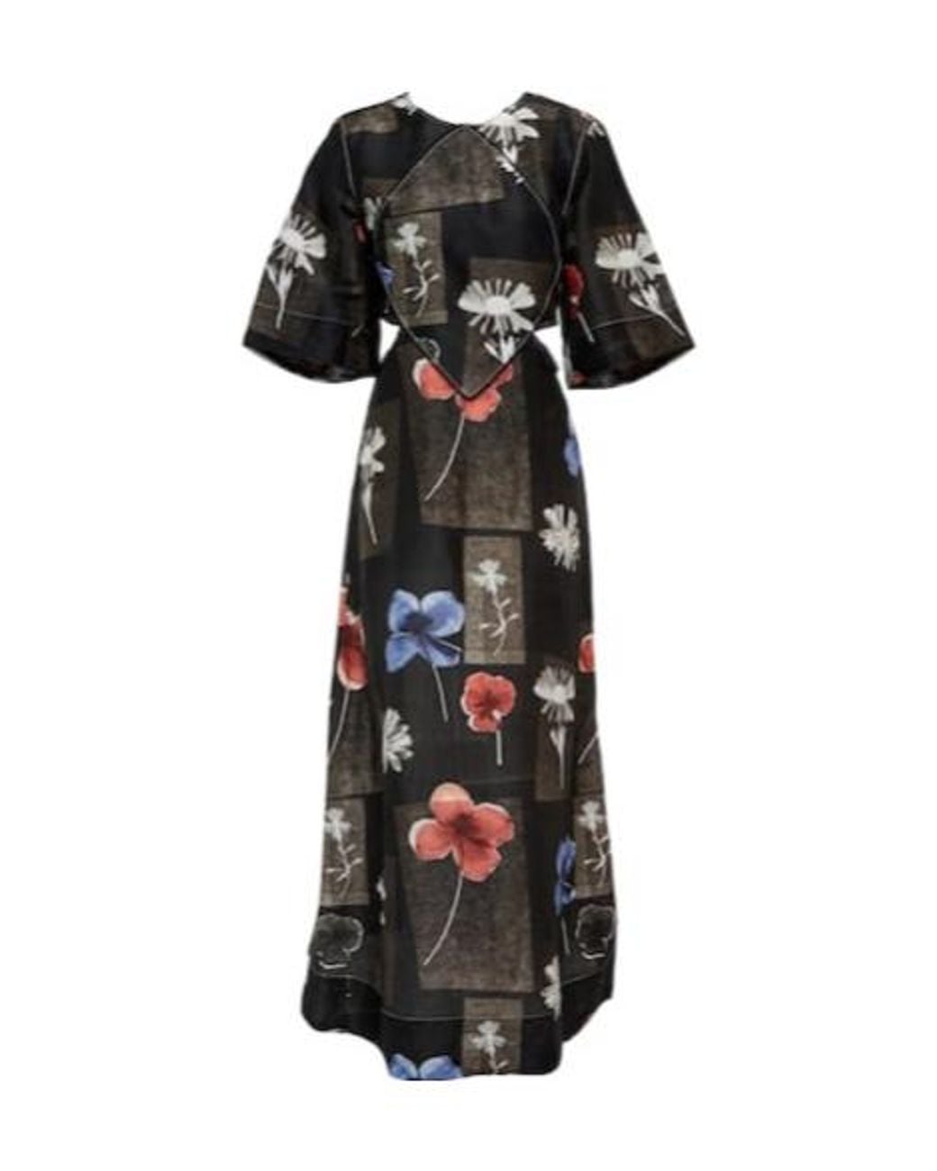 Ganni Black Long Dress With Geometric Patterns