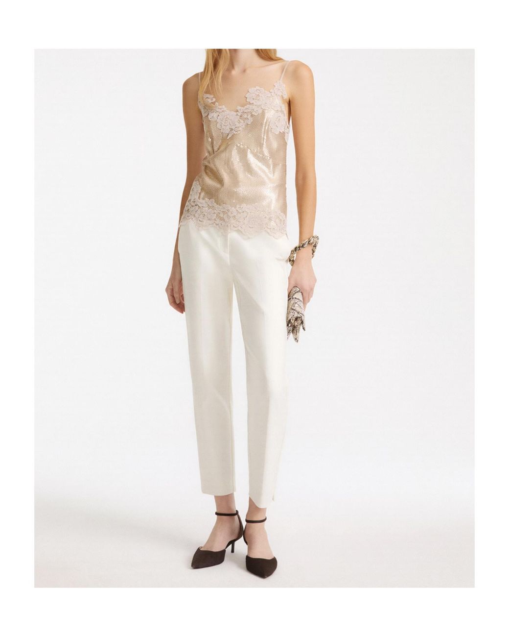Marella White Casual Trousers With Belt Loops