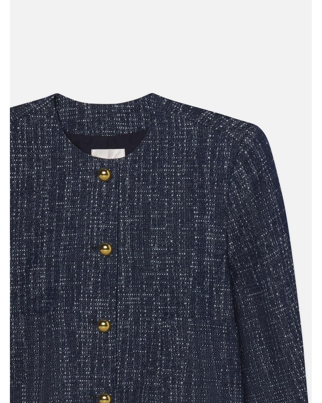 FRAME Blue The Tweed Button-Up Jacket