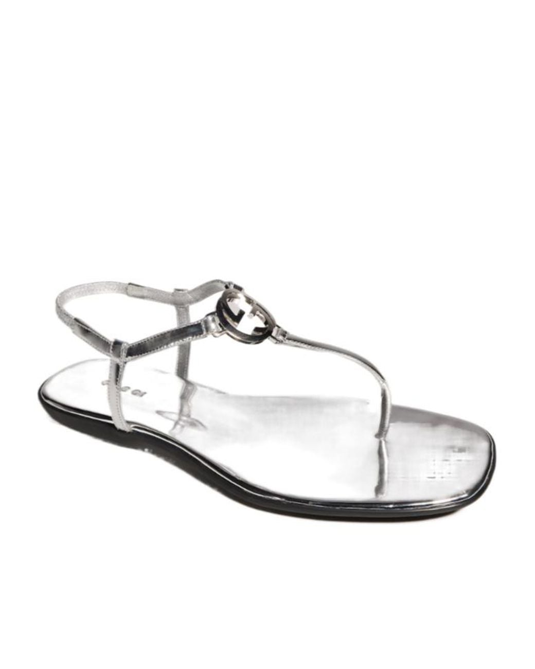 Gucci White Interlocking G Thong Sandals
