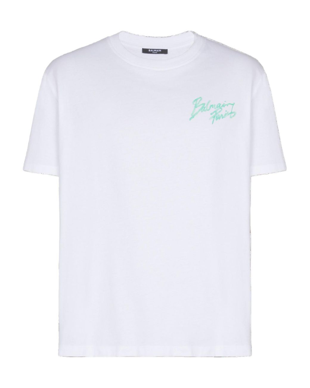 Balmain White T-Shirt With Paris Brush Print for men