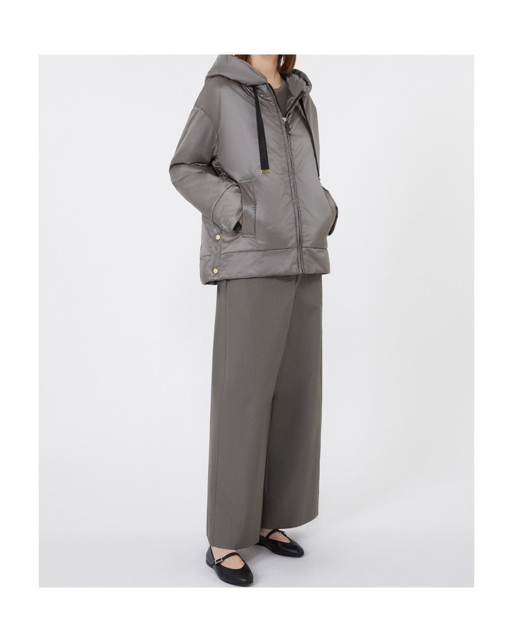 Max Mara Gray Padded, Hooded Jacket