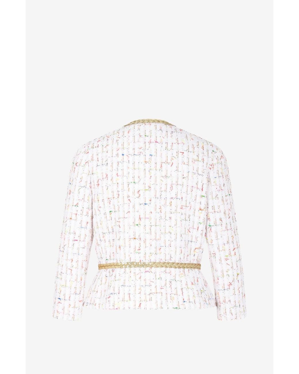 Giambattista Valli White Sequin-Woven Tweed Jacket