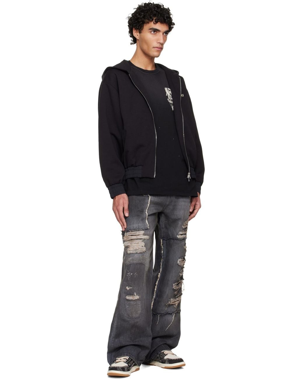 Amiri Gray Carpenter Repaired Baggy Jeans for men