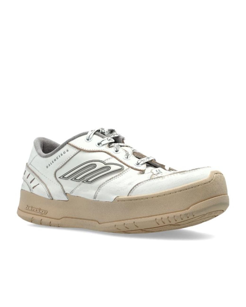 Balenciaga White Hamptons Lace-Up Sneakers for men