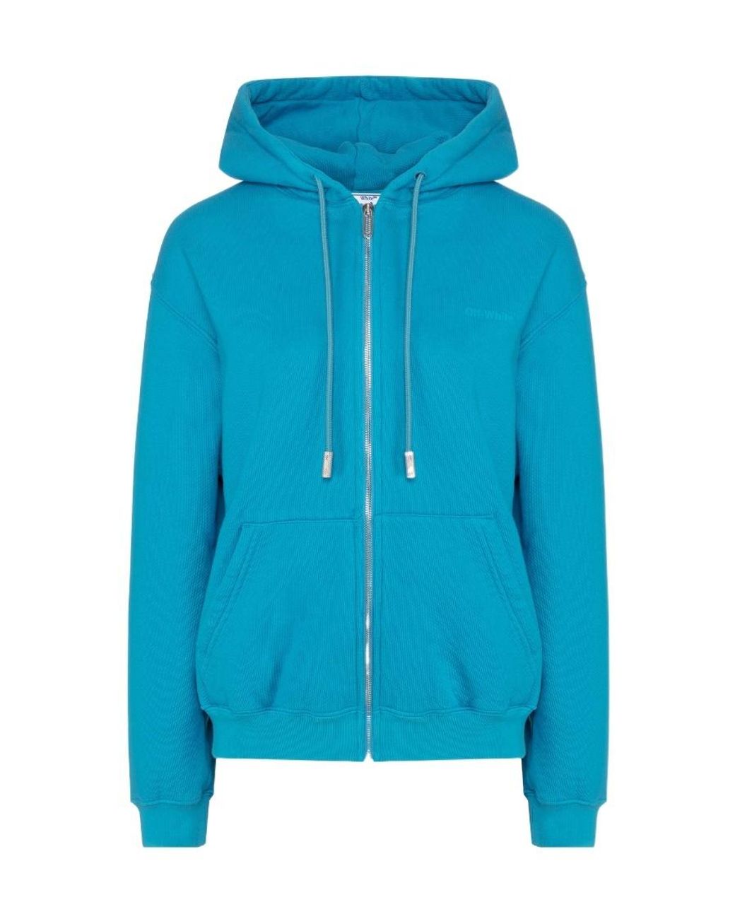Off-White c/o Virgil Abloh Blue Diag-Print Zip-Front Hoodie