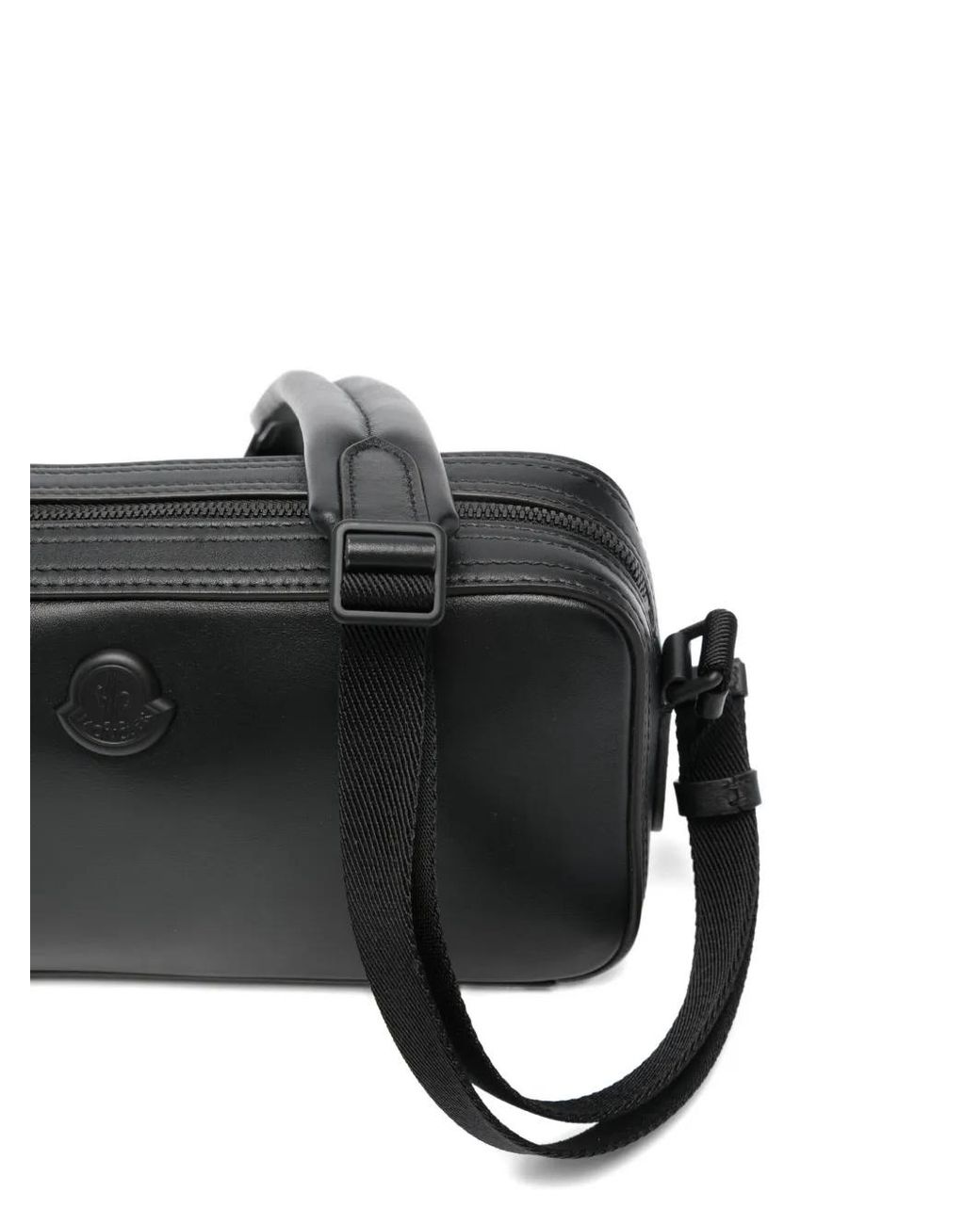 Moncler Black Carlo Zip-Up Messenger Bag for men