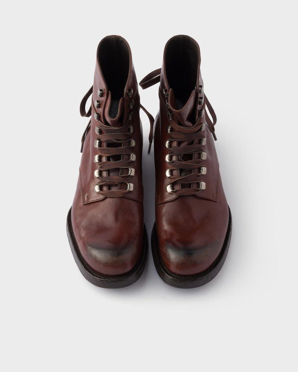 Prada Brown Lace-Up Ankle Boots for men