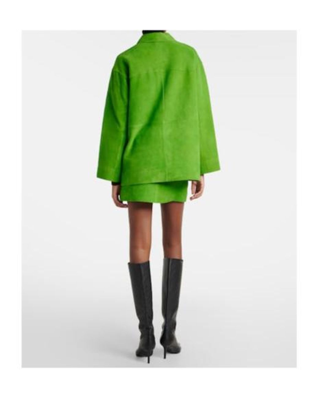 Staud Green Crest Suede Miniskirt