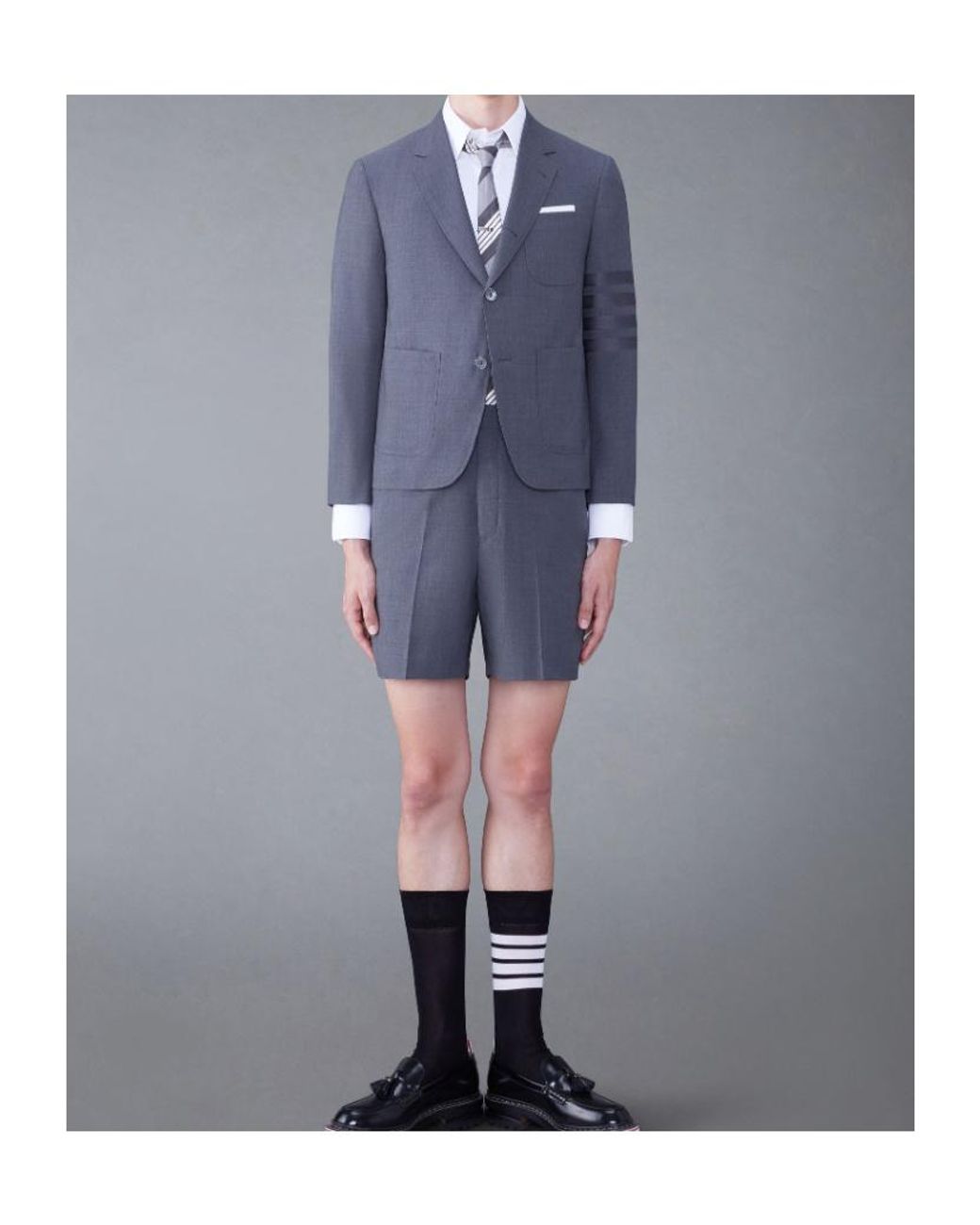 Thom Browne Blue Bar Striped Single Breasted Jacket for men