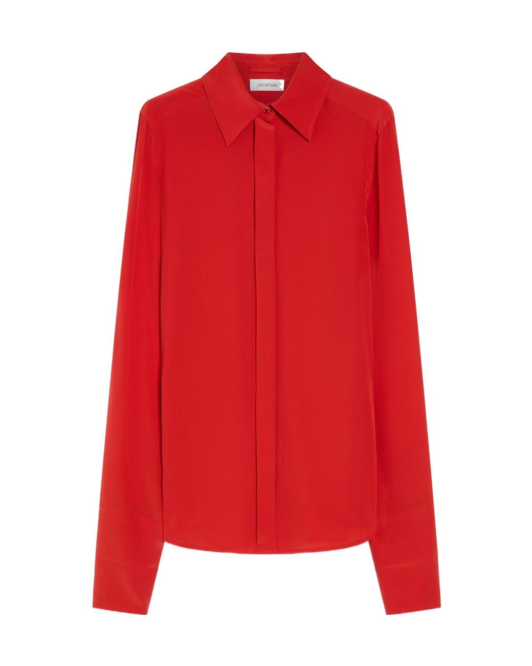 Sportmax Red Gemona Long-Sleeved Crepe Shirt