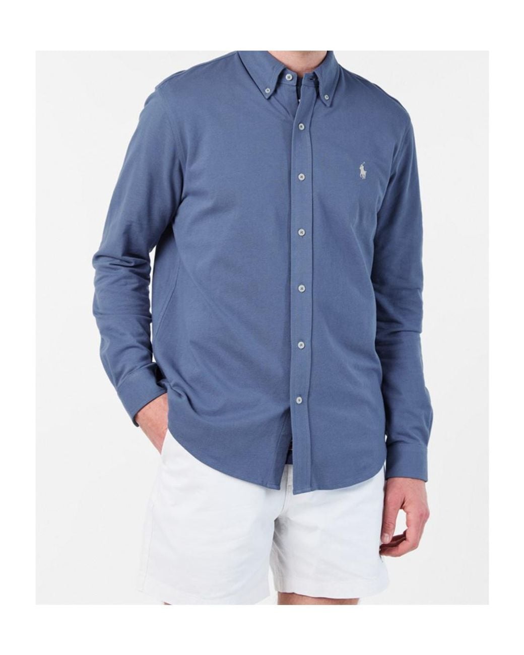 Polo Ralph Lauren Blue Pique Logo Shirt for men