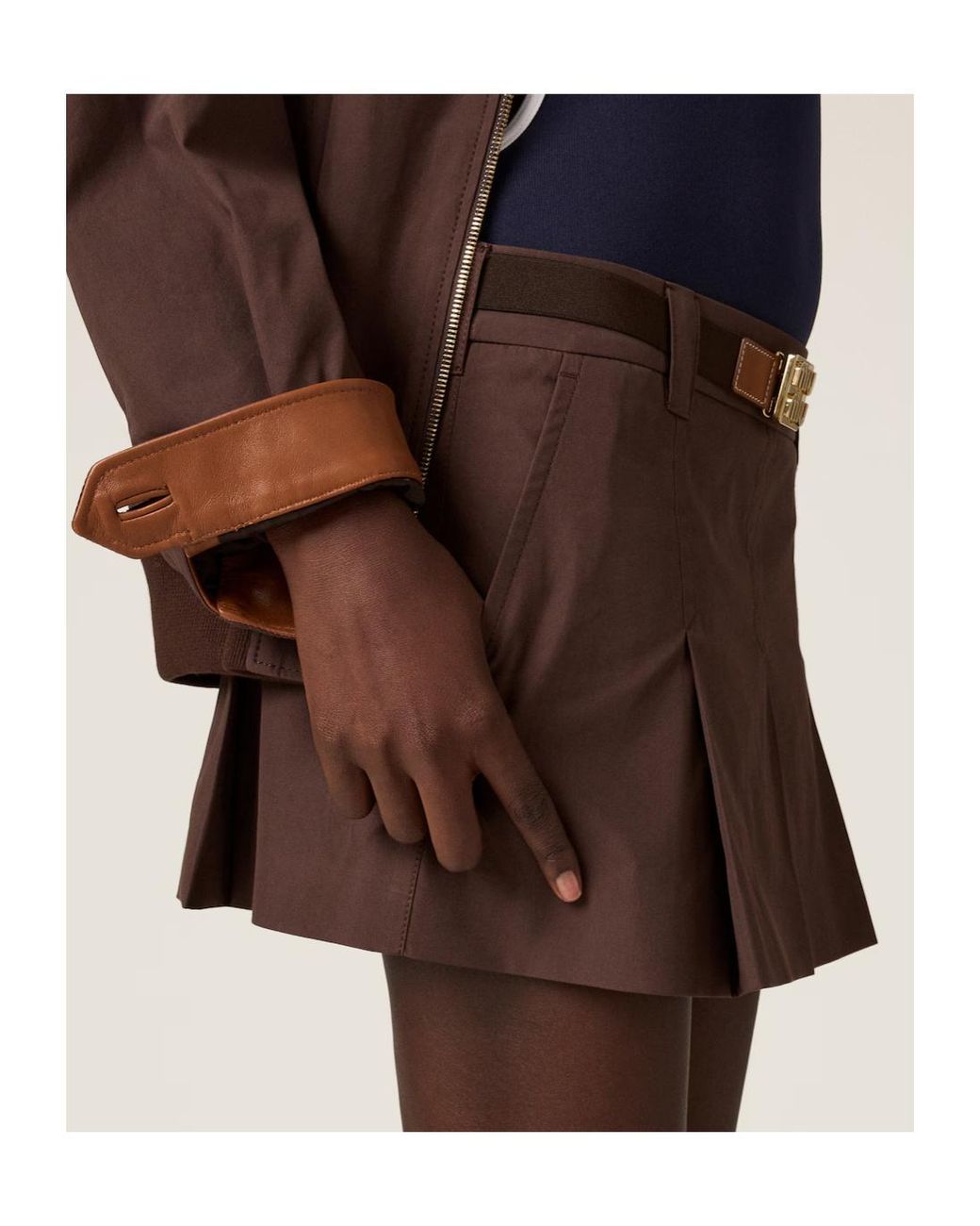 Miu Miu Brown Belted Mini Skirt