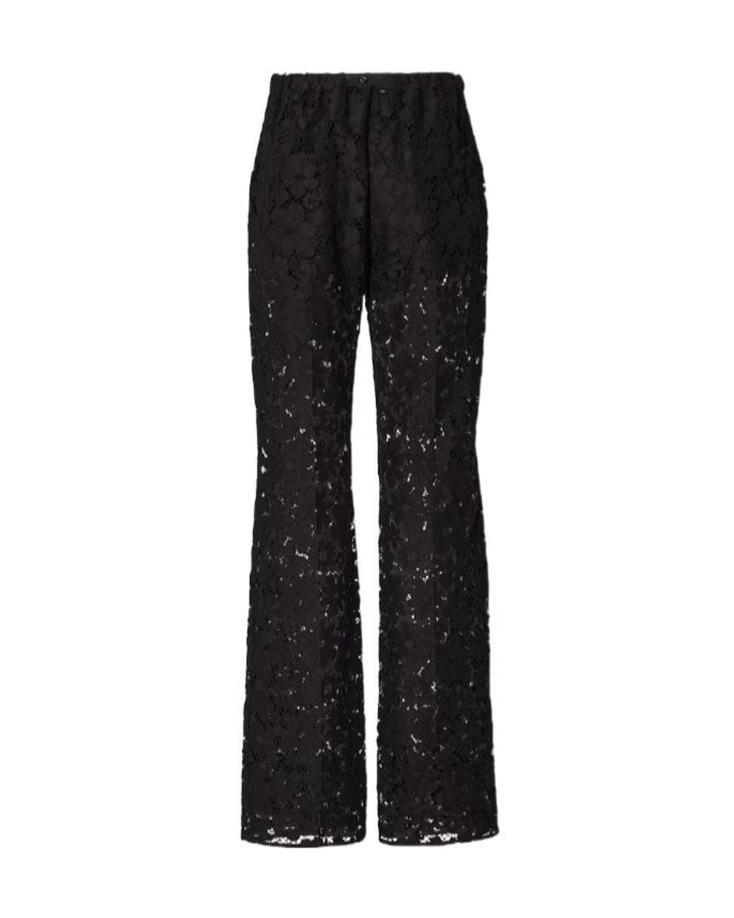 Fendi Black Straight-Leg Lace Pants