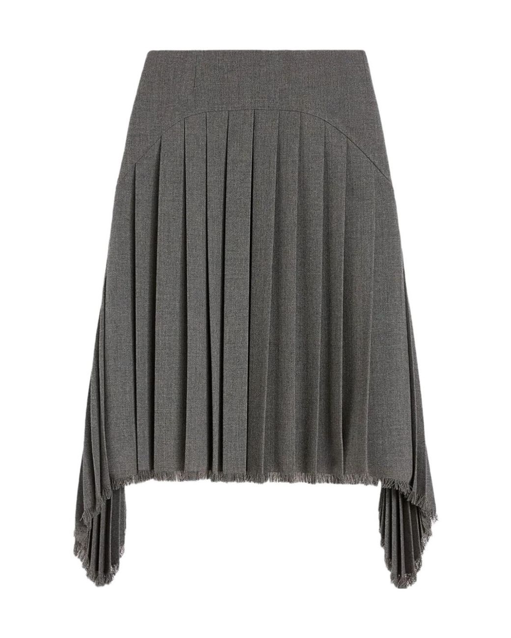 Jil Sander Gray Asymmetric Pleated Midi Skirt