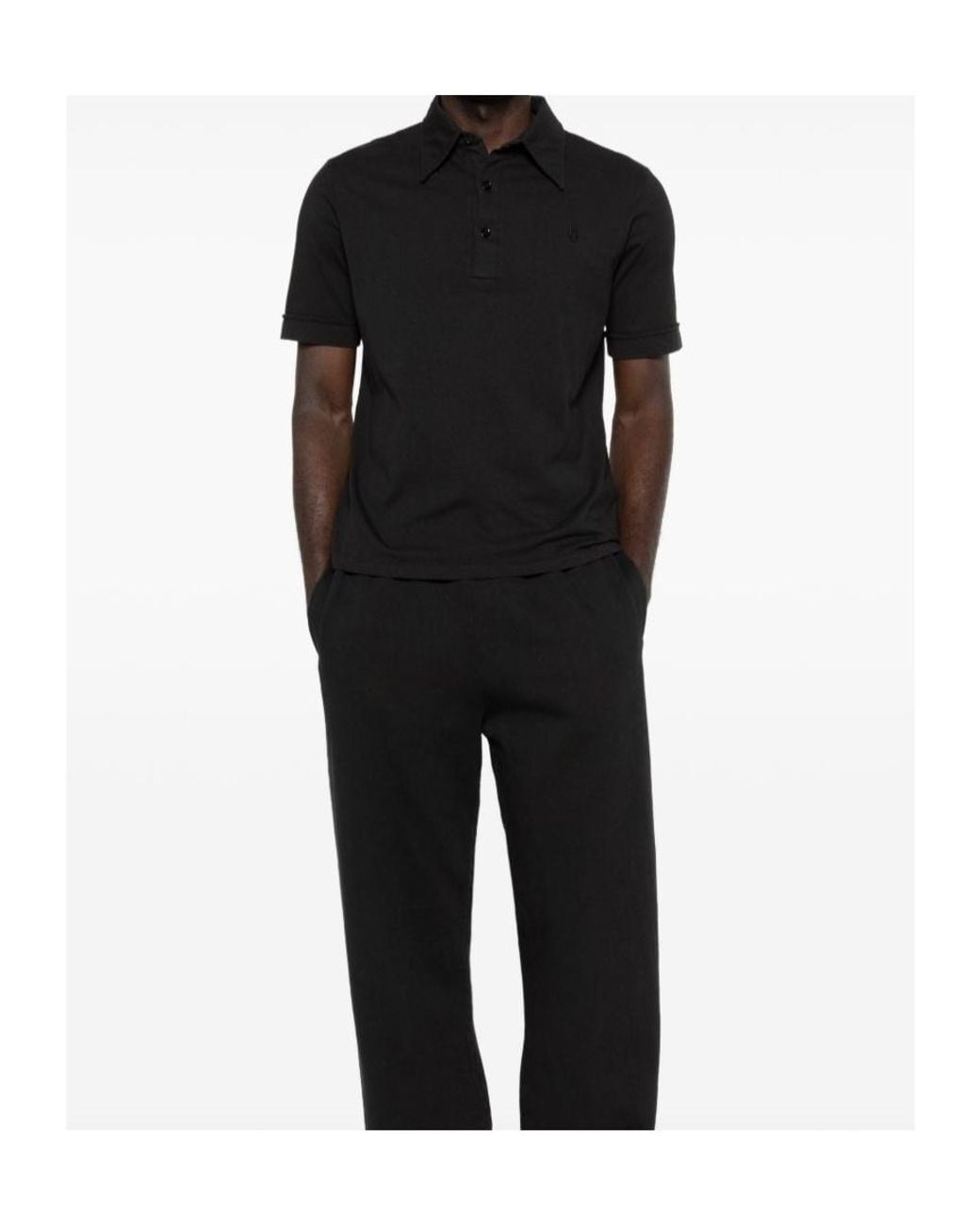 MM6 by Maison Margiela Black Logo-Embroidered Polo Shirt for men