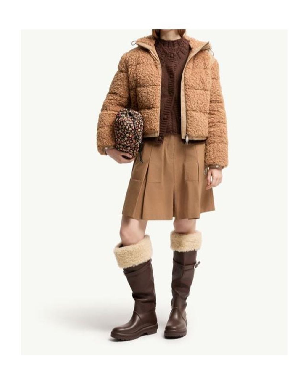 Moncler Brown Alpestre Teddy Down Jacket