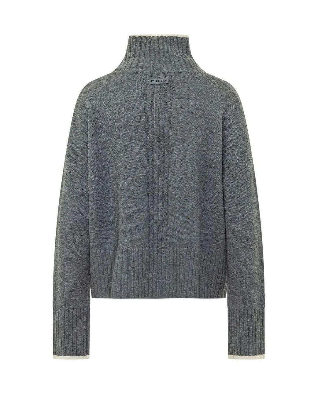 Pinko Gray Turtleneck Knitted Jumper