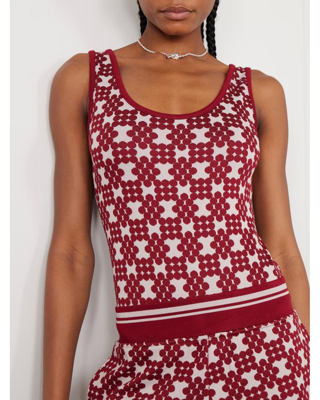 Dries Van Noten Red Jacquard-Knit Bodysuit
