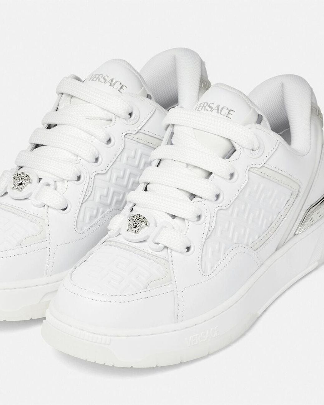 Versace White Logo Detailed Lace Up Sneakers