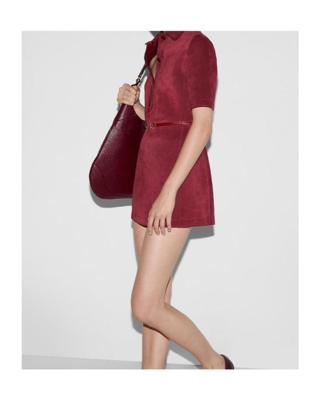 Gucci Red Horsebit Short-Sleeeve Shirt Dress