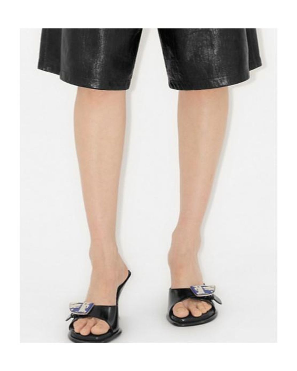 Burberry Black Bay Equestrian Knight Motif Mules
