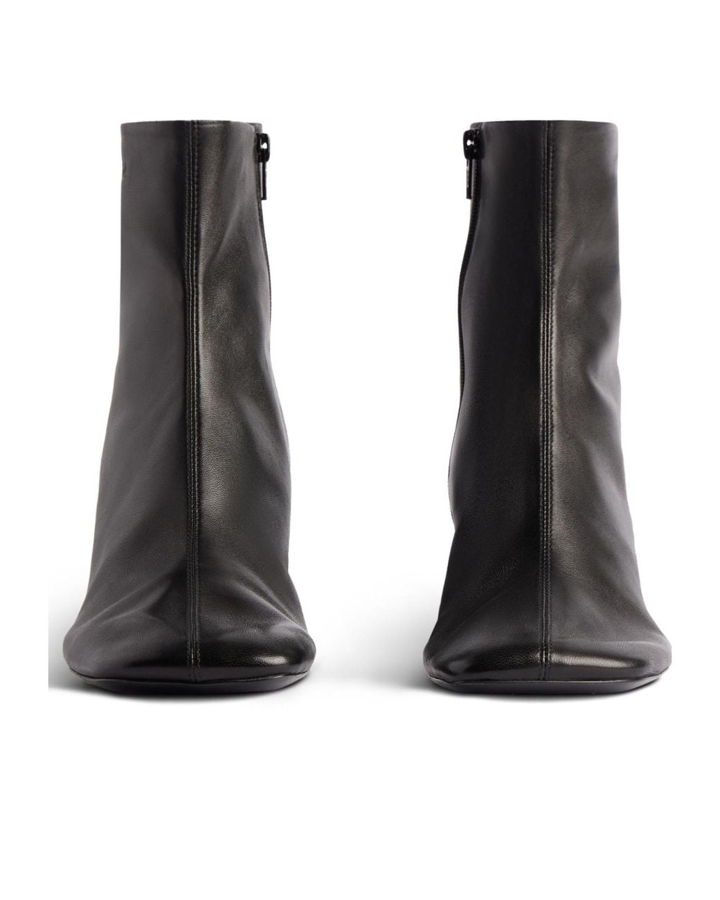 Balenciaga Black Soft Lambskin Square-Toe Booties