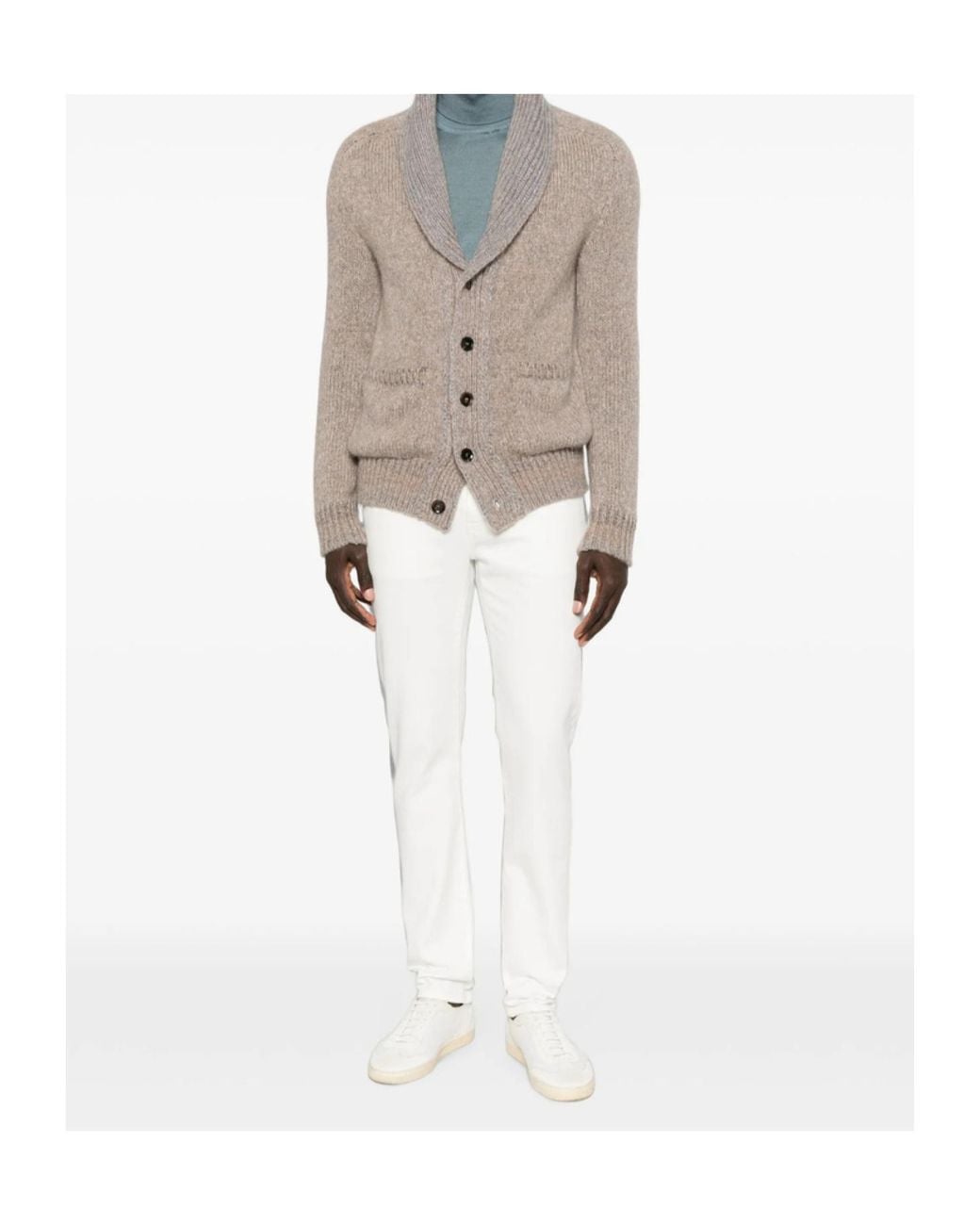 PT01 White Belt-Loop Jeans for men