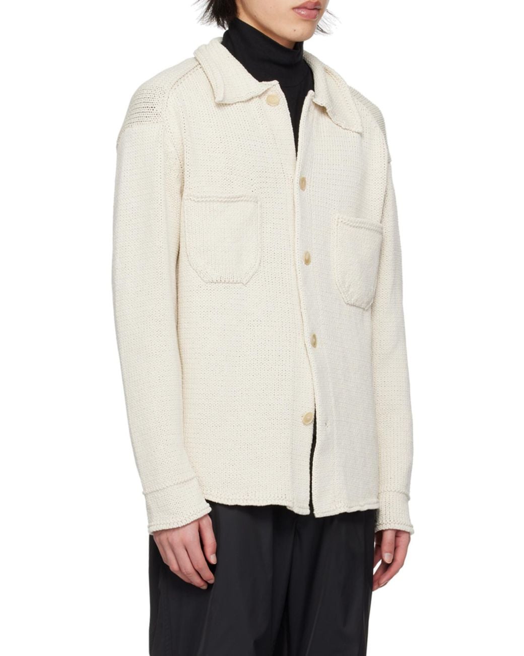 Auralee White Long-Sleeve Cotton Cardigan for men