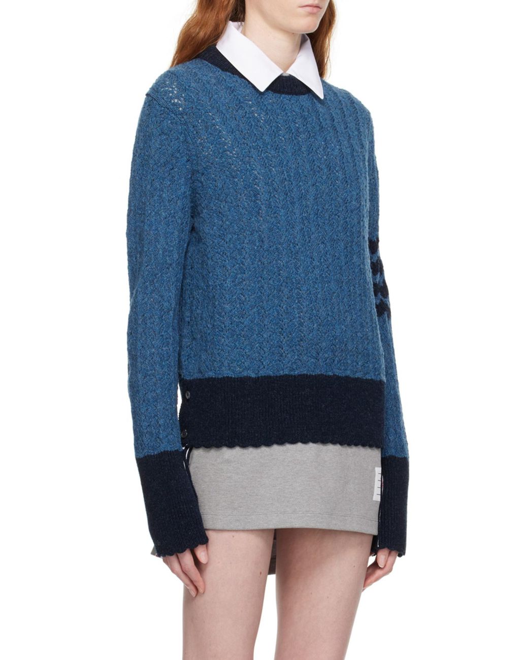 Thom Browne Blue 4-Bar Striped Sweater