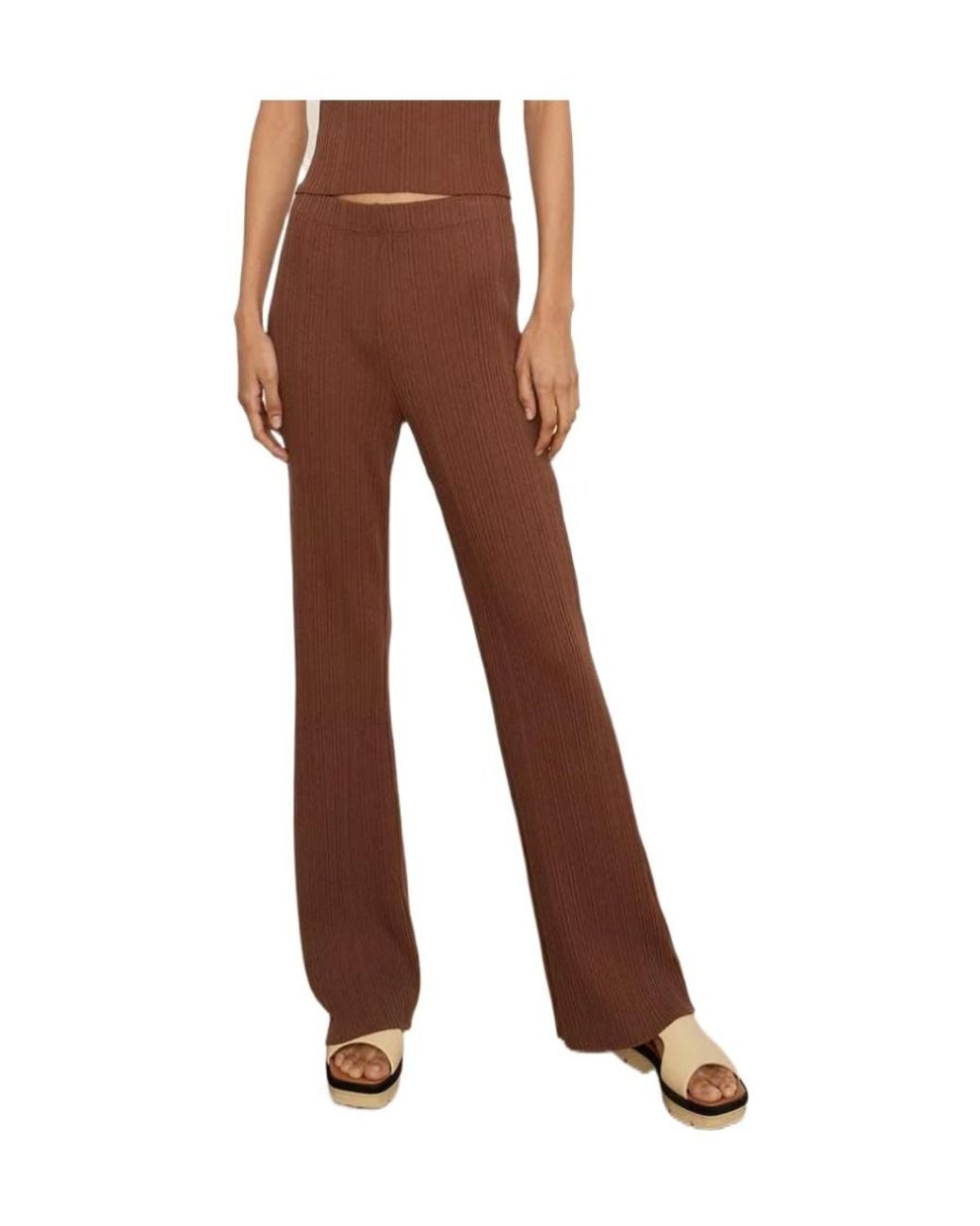 Vince Brown Ribbed Flared-Leg Trousers