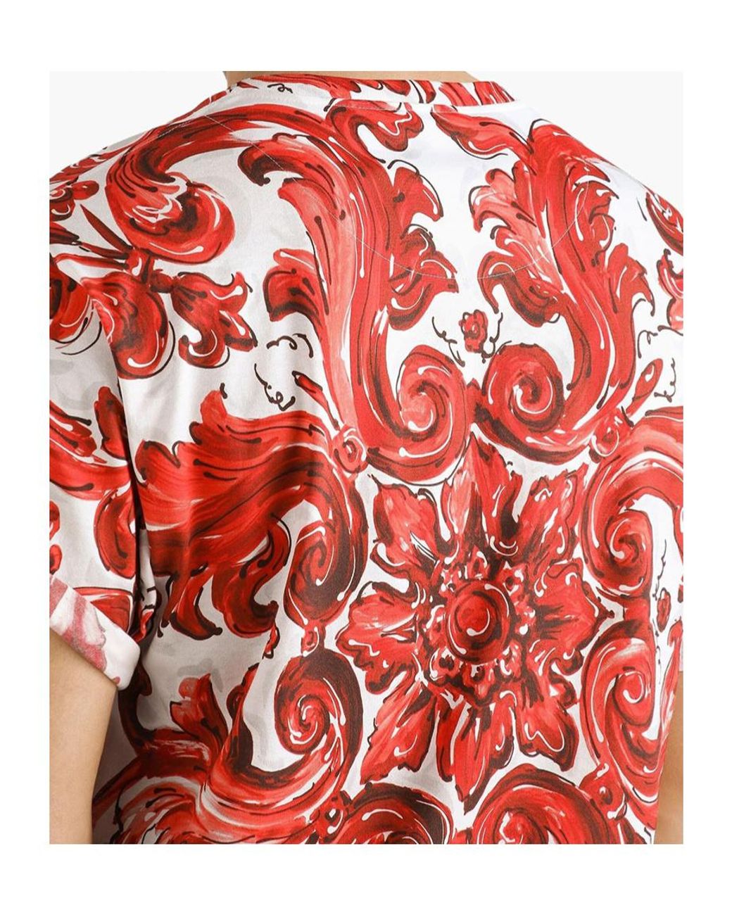 Dolce & Gabbana Red Cotton Majolica Print T-Shirt for men