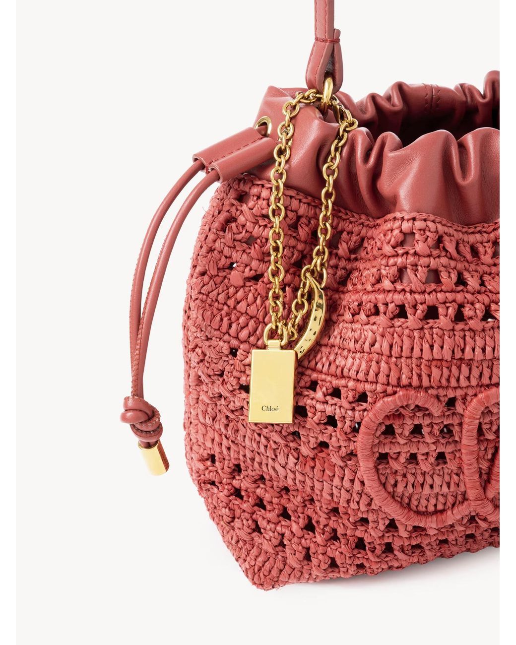 Chloé Red Chloé Mini Raffia Shoulder Bag