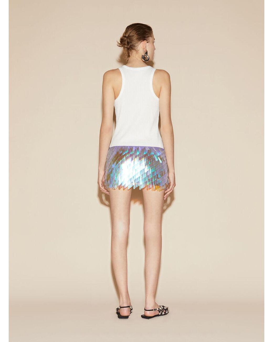 The Attico Blue Iridescent Sequin Mini Skirt