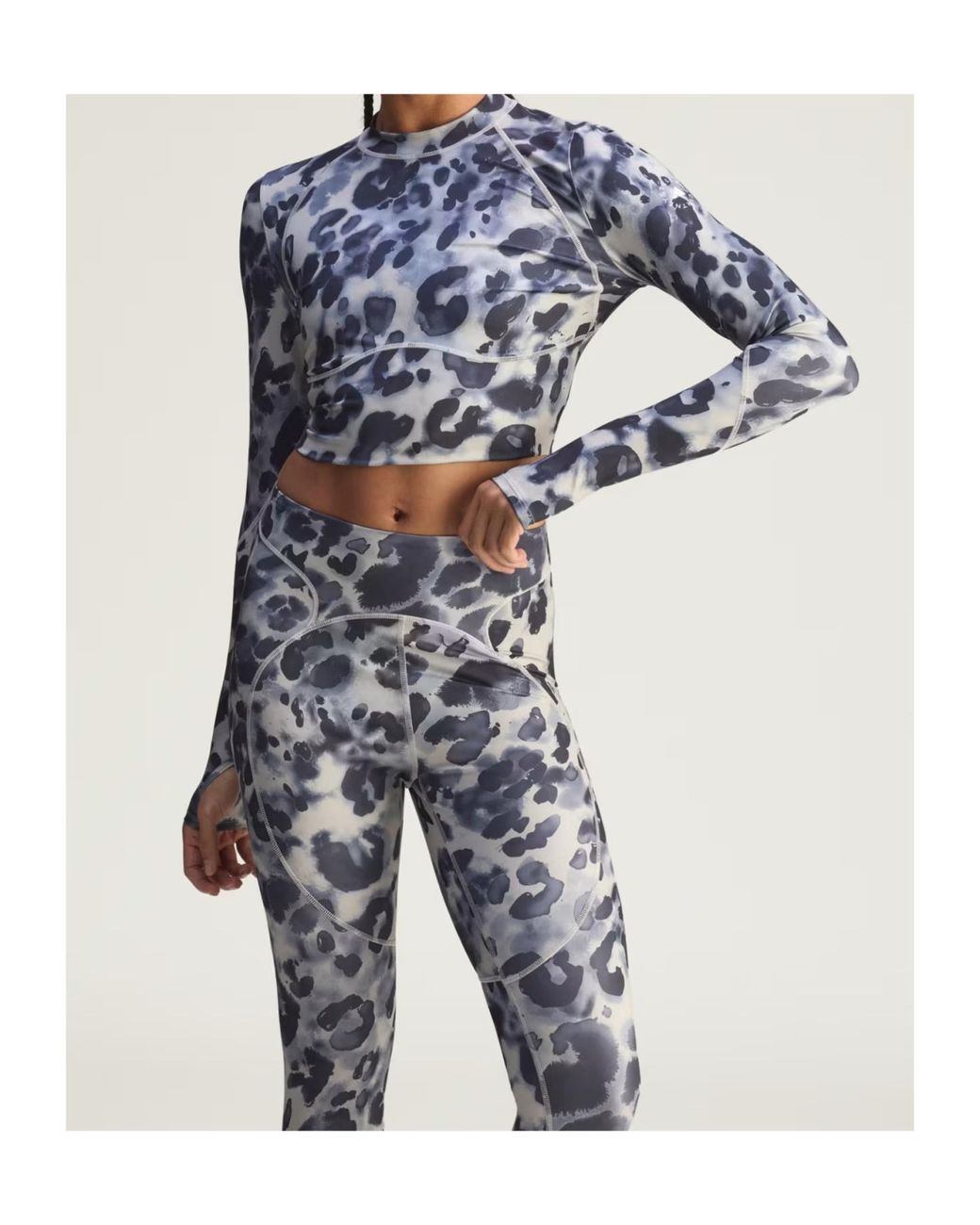 Adidas By Stella McCartney Blue Animal-Pattern Compression Top