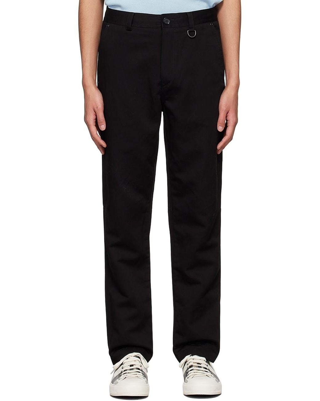 Burberry Black Button Detailed Straight Leg Trousers for men