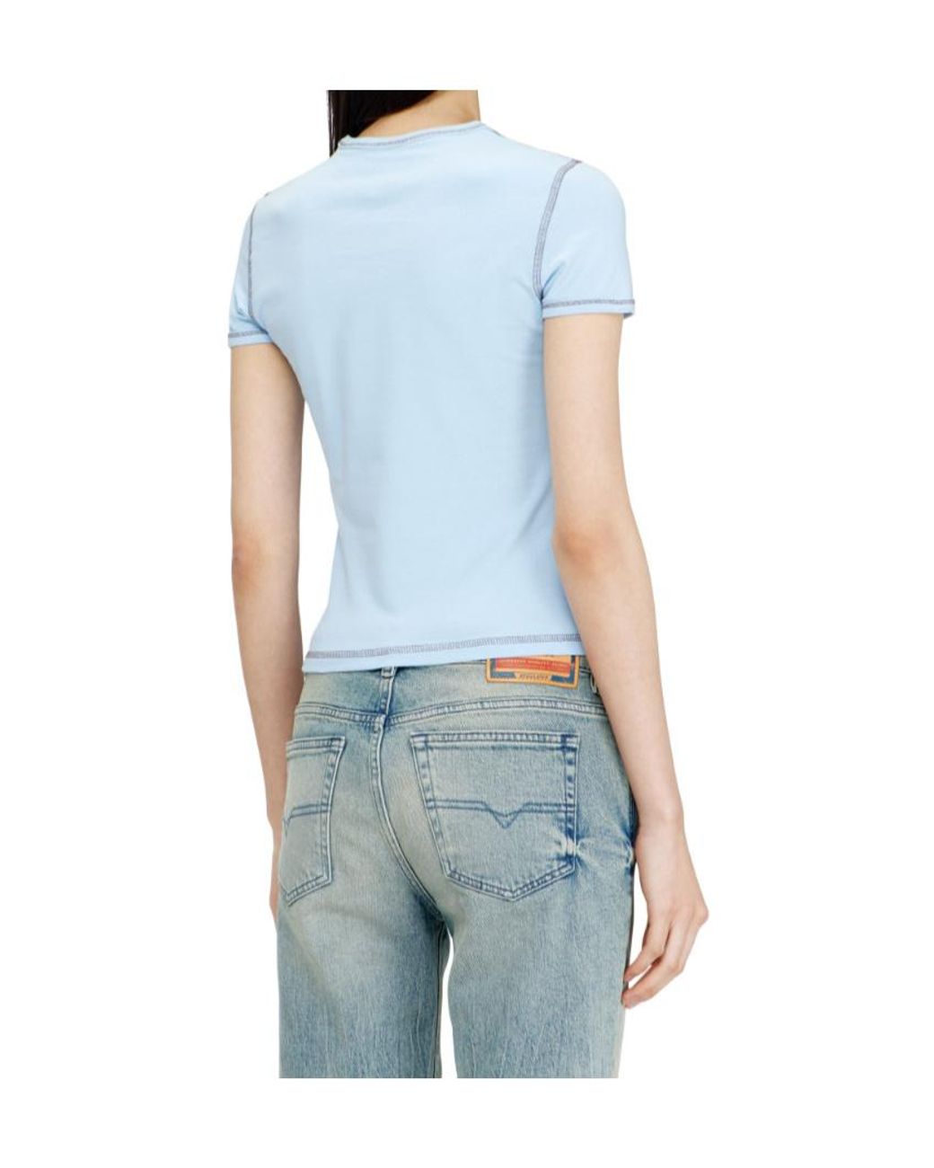 DIESEL Blue Fitted Crop T-Shirt