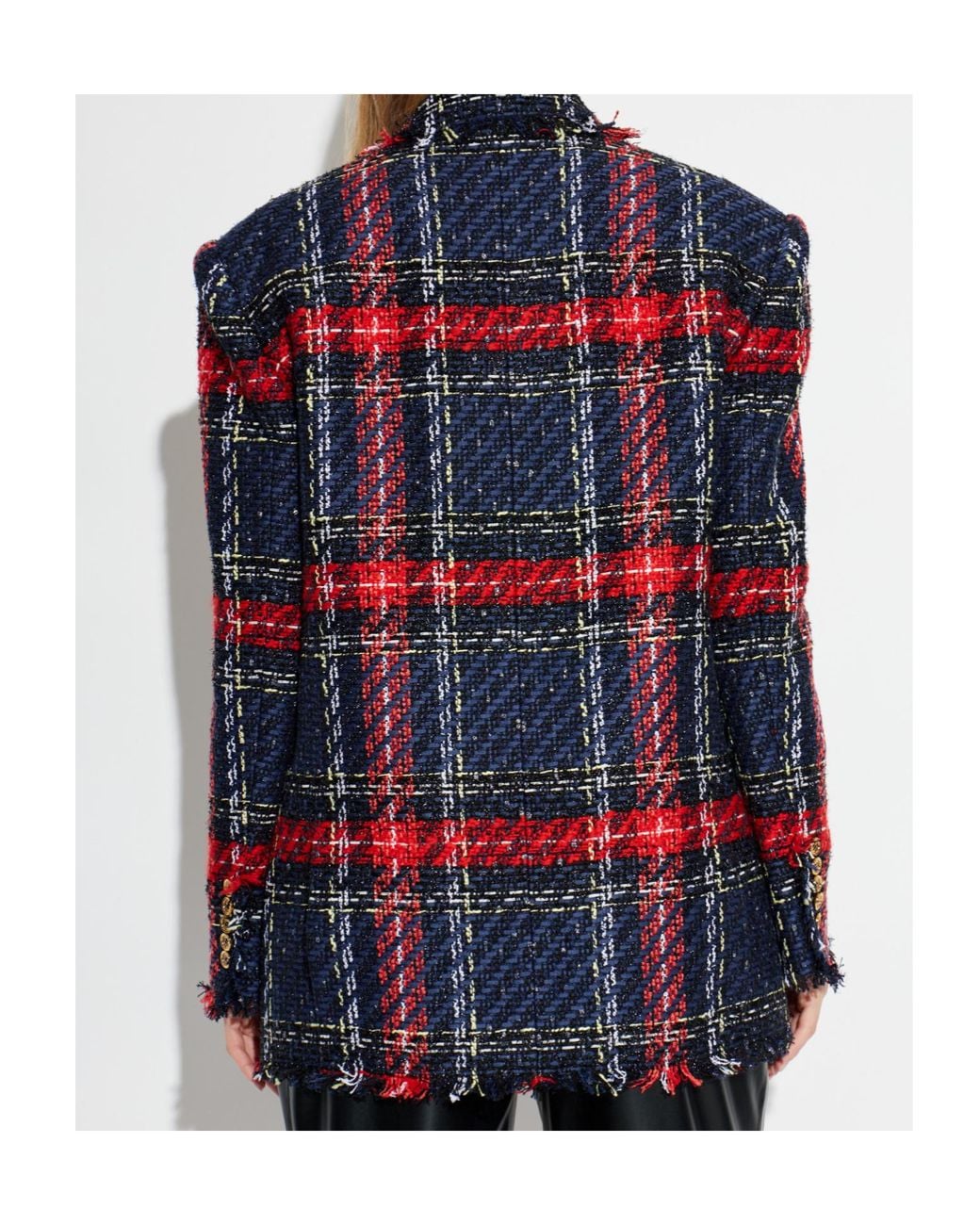 Balmain Blue Tweed Blazer With Lurex Thread