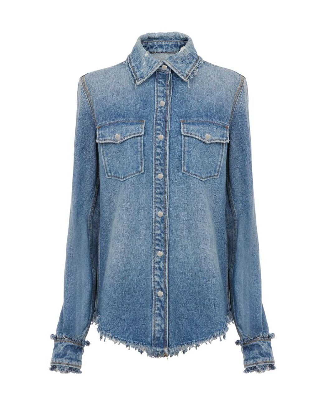 Chloé Blue Chloé Frayed Edge Denim Shirt