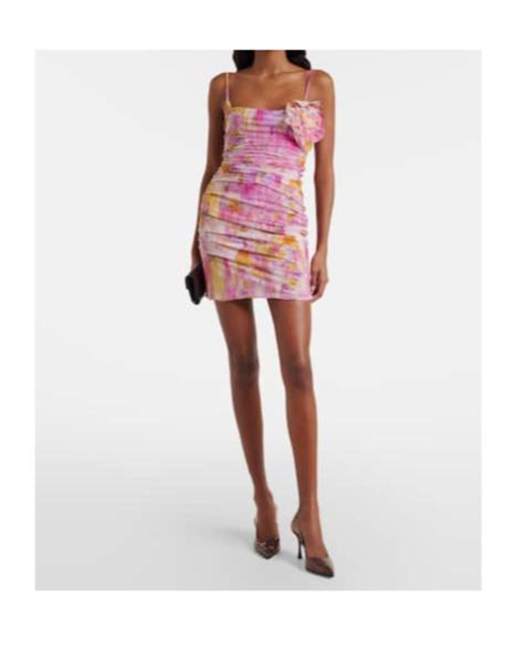 Blumarine Pink Floral-Appliqué Printed Jersey Minidress
