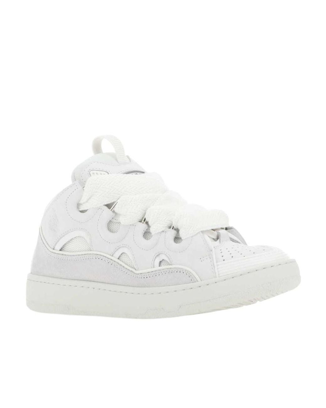 Lanvin White Oversize-Laces Low-Top Sneakers