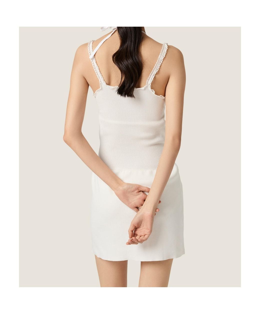 Miu Miu White Cotton And Lace Dress