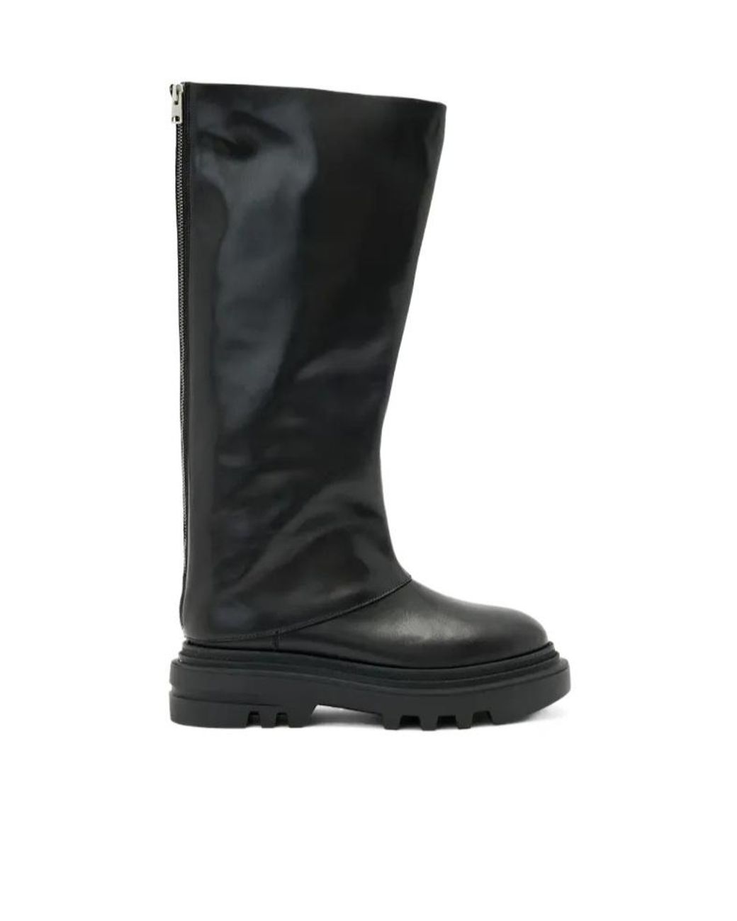 AllSaints Black Maxie Leather Knee High Boot