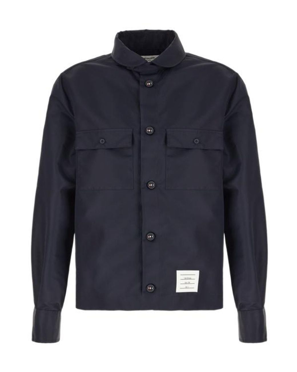 Thom Browne Blue Twill Pocket-Detail Overshirt for men